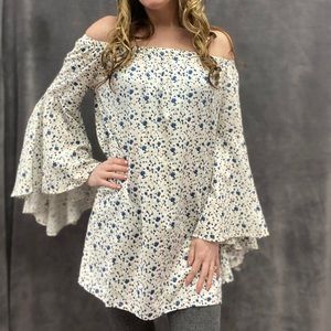 Henna Tunic Top Bell Sleeve Boho Hippie Floral New